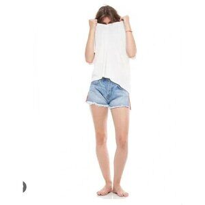 NEW Free People Sandrine Rose Denim Short~White Side Zippers NWT  - Size 27